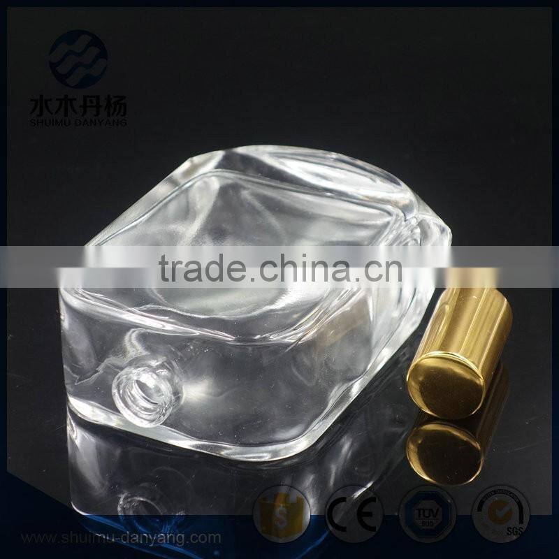 Fancy 100ml personal care use flat glass perfume bottle