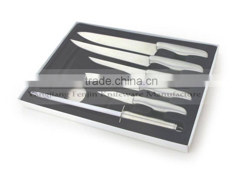 5PCS Pattern Coated Kichen Knife Set with Universal Knife Block