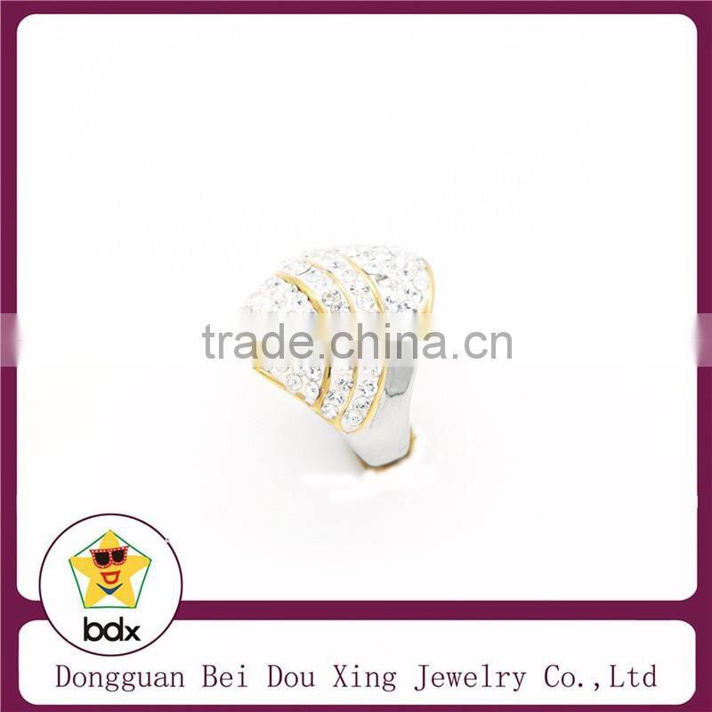 shiny and sparkling rhinestone gold plated stainless steel rings