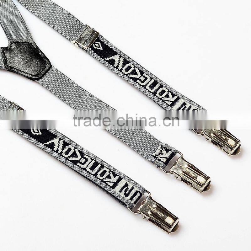 embroidery logo fashion suspenders adjustable elastic braces