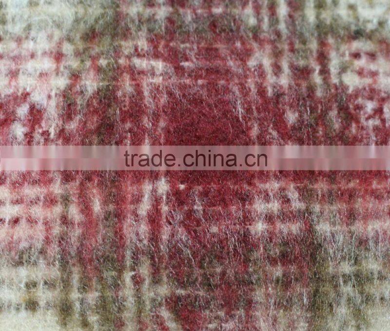 Fall winter thick scotch plaid brushed polyester acryilic blend wool fabric