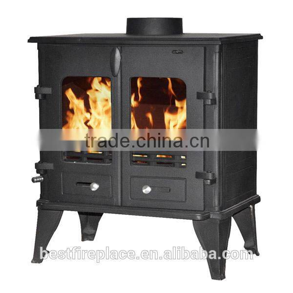 Freestanding traditional indoor multifuel burning cast iron stove