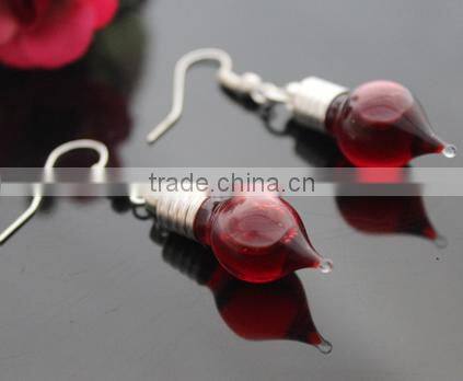 6mm transparent glass bottle silver plated bail chili heart peach shaped perfume vial pendant for earrings wish charm DIY gift