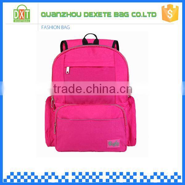 Custom lovely polyester pink baby backpack diaper bag