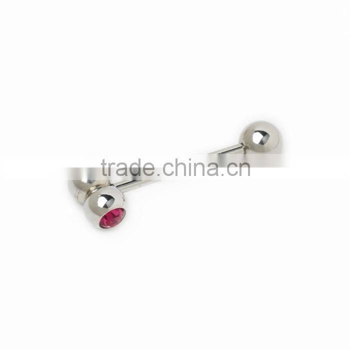 Custom Surgical Steel Gem Paved Barbell Hammer Shape Tongue Piercing