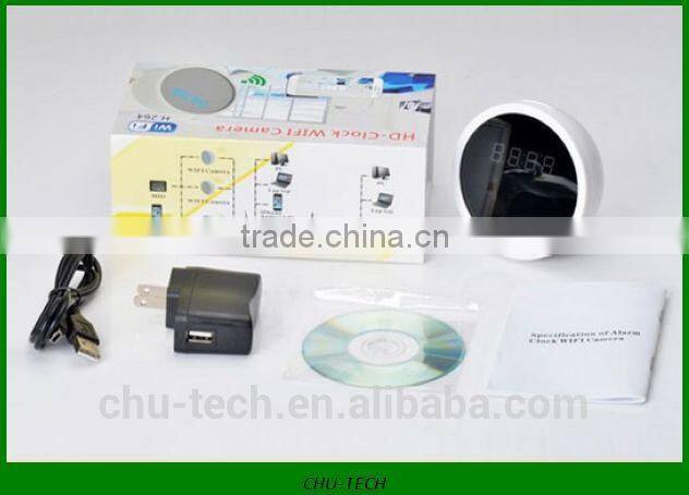 H.264 P2P WIFI function cycle recording ,Motion detection wireless mini hd camera clock