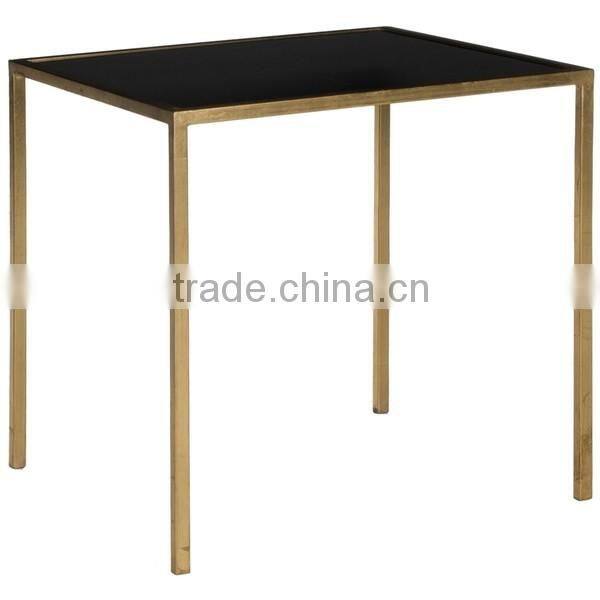 Modern home furniture tempered glass side table with gold stainless steel base