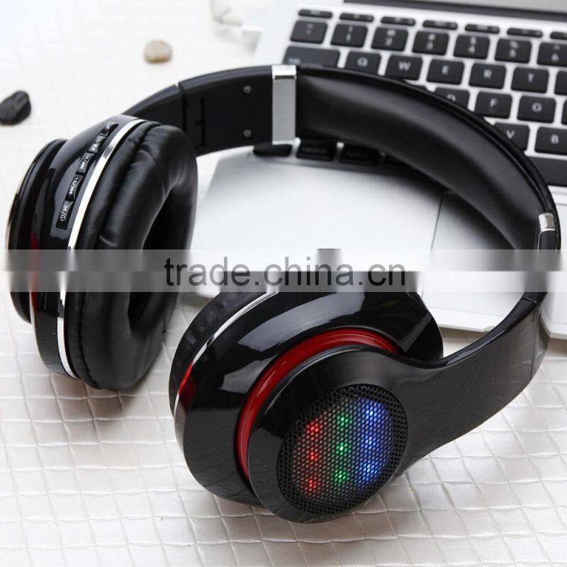 Cheapest LED Light bluetooth headset with TF card/FM sprot Use Mobile phone bluetooth Headphone