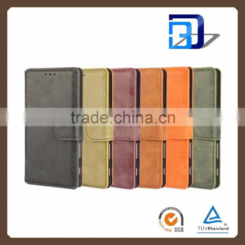 Wallet Function Retro Nubuck Leather Slim Wallet Phone Case Cover for Sony Xperia Z5 Compact