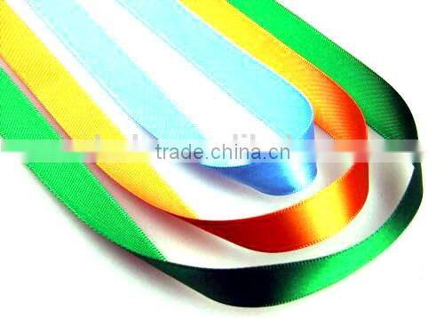 Cheap 100% polyester Satin gold and silver metallic ribbon