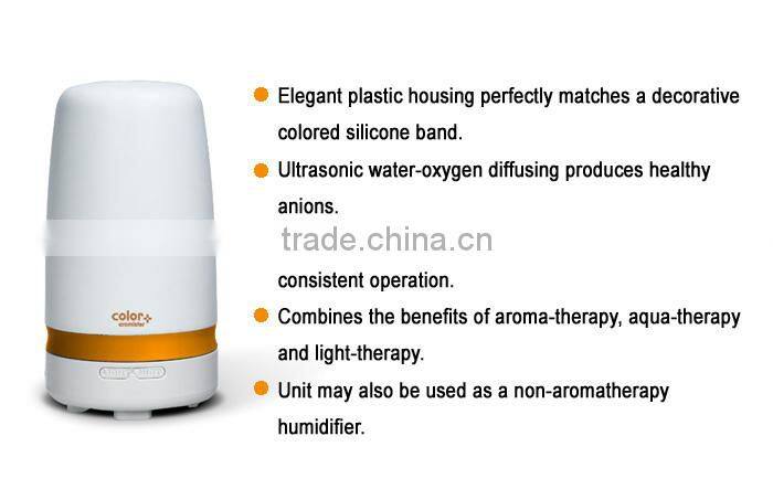 China manufacture wholesale Scent Oil Diffuser , ultrasonic aroma diffuser w/2-mist-level, Colorful Light & Decoration Band
