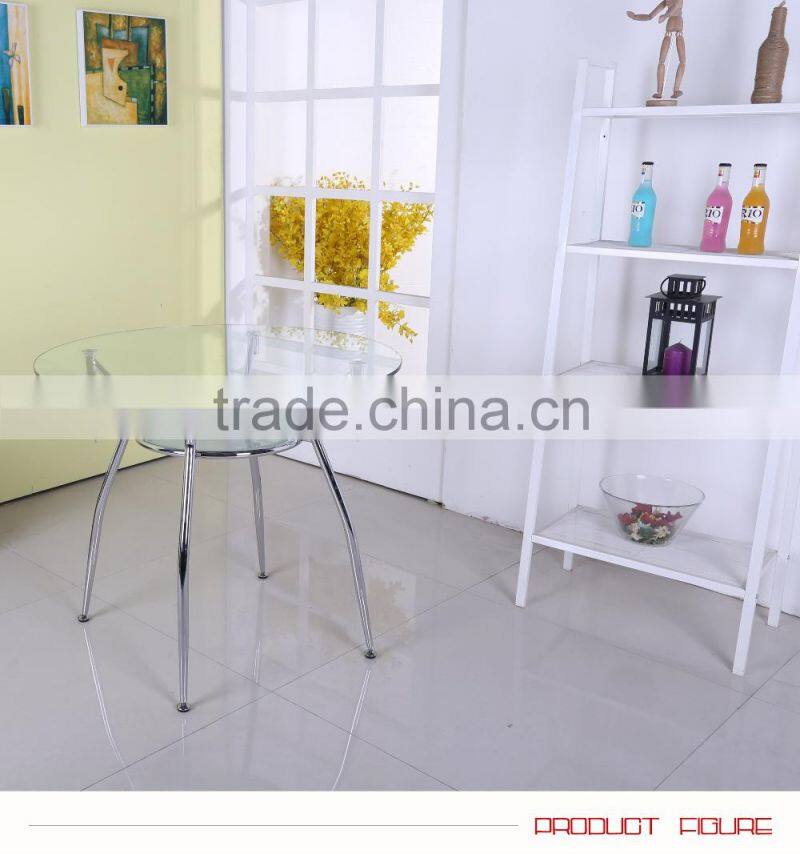 Round Glass Dining Table With Chromed Legs Dining Room Furniture