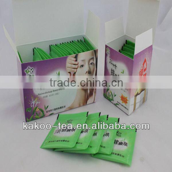 Three Leaves Noxious Discharge Skin Beauty Detox Tea Natural Yerba Mate Beauty Detox Tea, Wholesale Detox Slim Tea