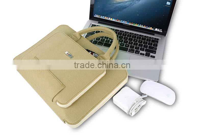 Fashionable BUBM khaki super-thin convenient work pretty attract attention laptop bag both men and women