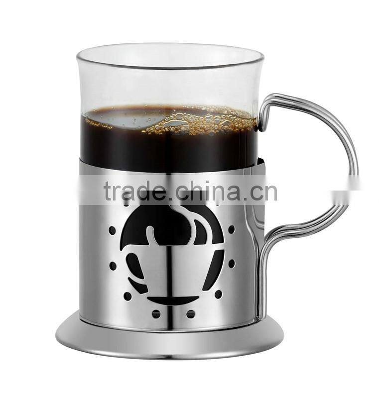 Stainless steel coffee mug with handle