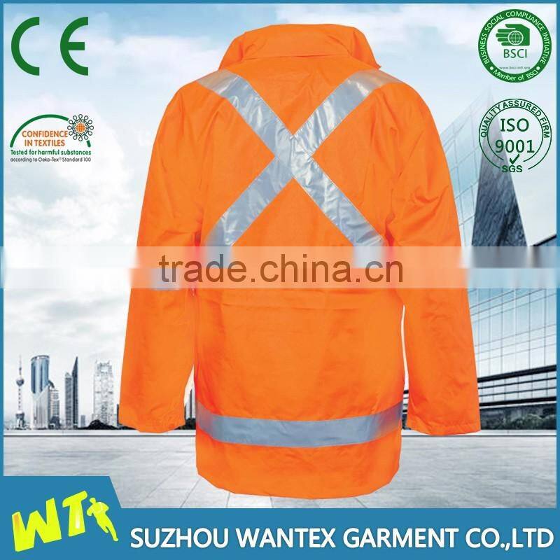 100% polyester working safety reflective winter windproof man jacket parka with reflector