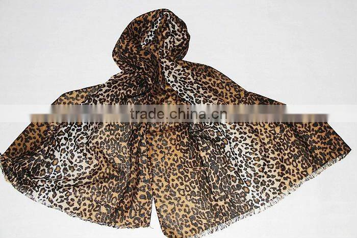 leopard-print wool scarf