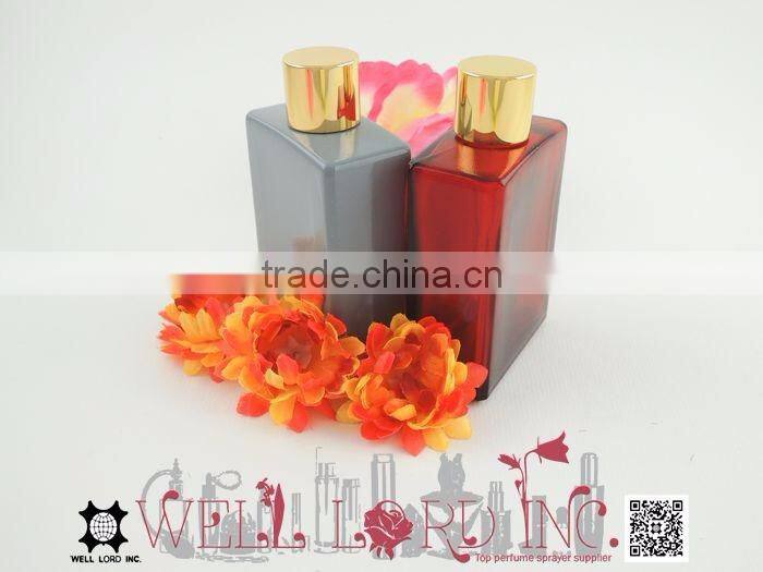 65ml bright wine red cuboid empty glass bottle