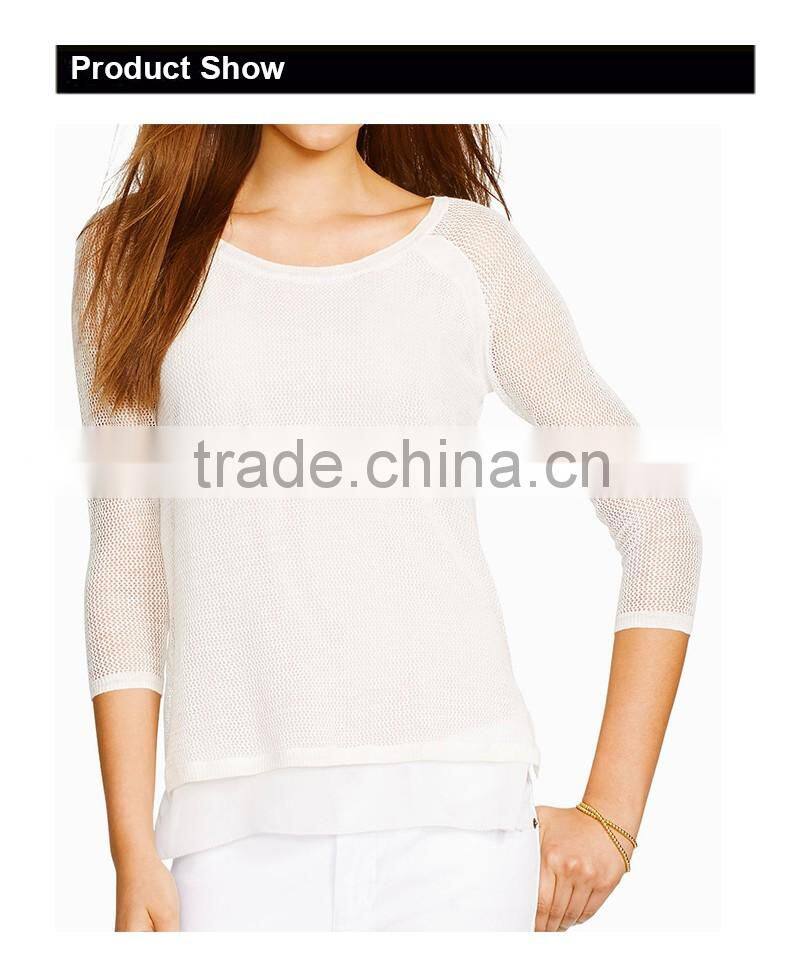 16FZLS10 knitting linen sweater for women linen top