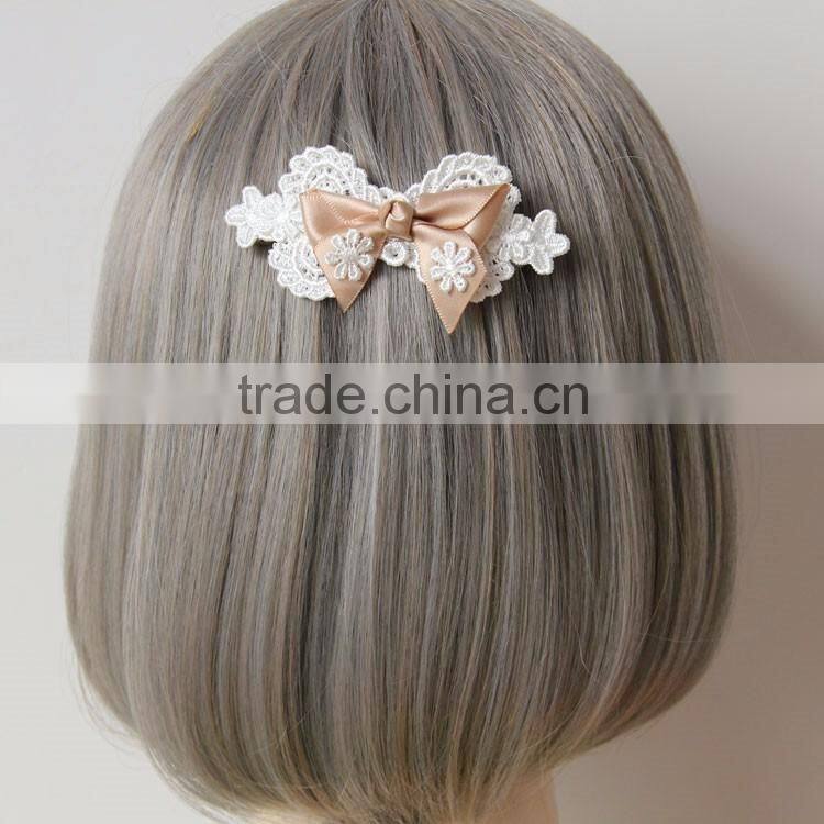 MYLOVE fashion bow barrette with white lace vintage hair jewelry