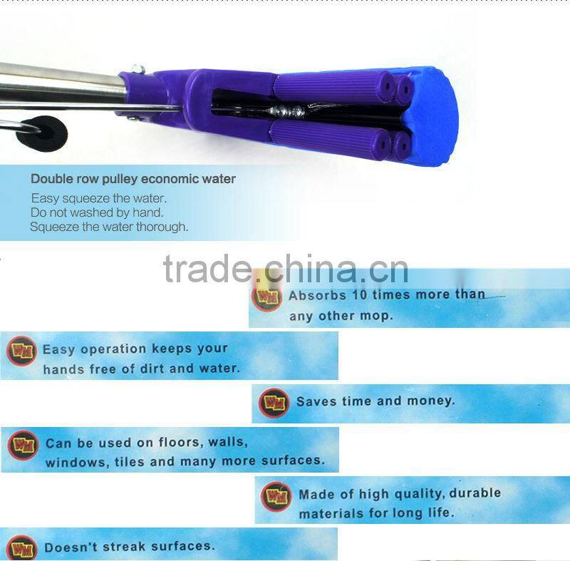 Removable Stainless Steel Pole Double Roller Cleaning PVA Mop with 27cm Refill