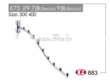K75 Supermarket hanging chrome metal waterfall display hook for slotted channel