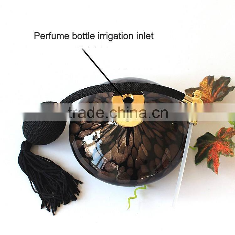 High-grade European and American Series Glass Airbag Pump Perfume Bottle & Empty Big Capacity Black Gold Point Decation Bottle