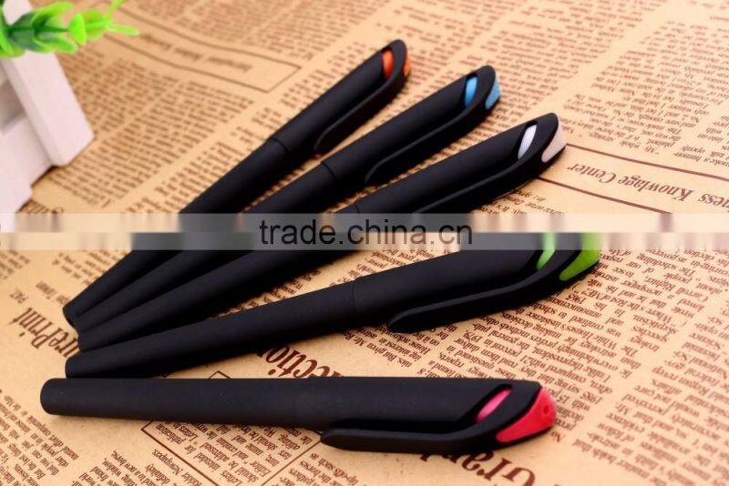 Factory price solid color promotional plastic logo gel ink pen with cap