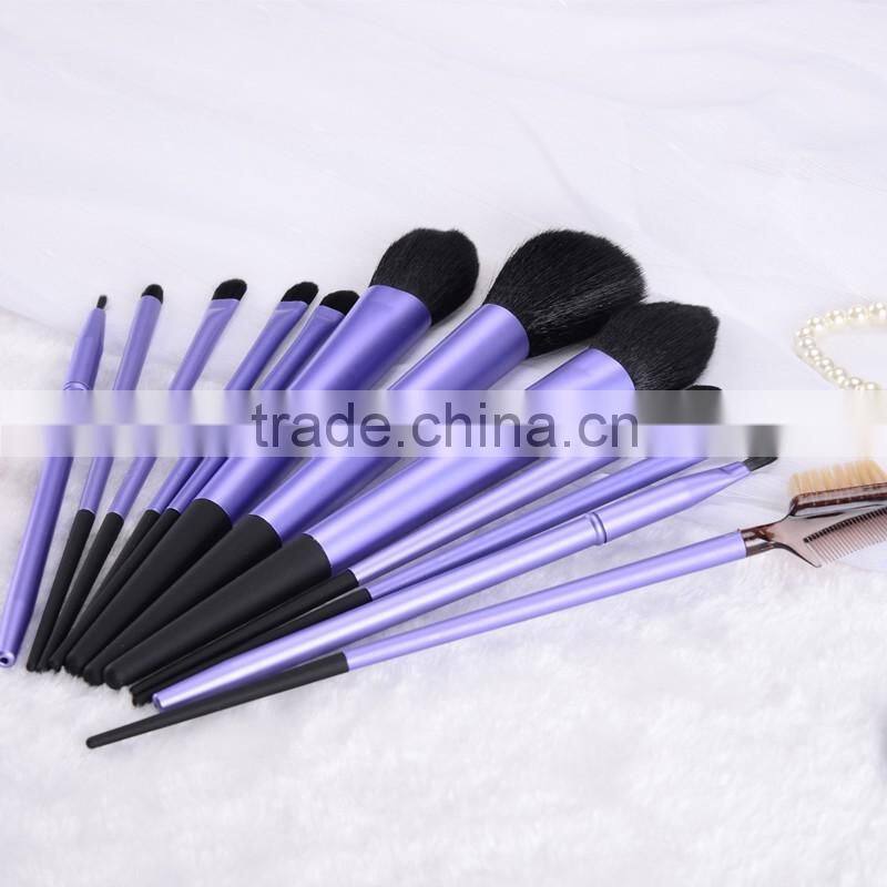 professional 11 pieces Metal handle makeup brush set,Tapered Handle makeup brush set
