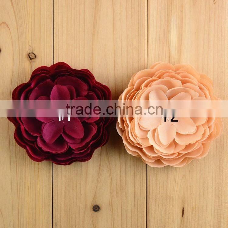Hot Sale Peony Flower Artificial Flowers Accessory Handmade Artificial Silk Fabric Peony Hair Flowers For Hair Dress Decoration