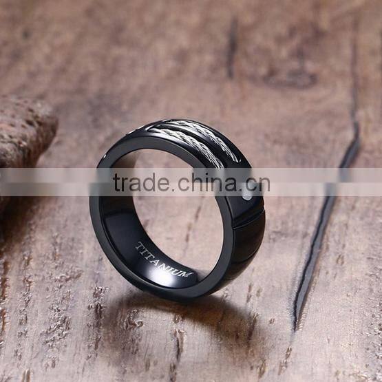 KSF Wholesale 8mm Black Titanium Rings With Cable Latest Design Rings Wholesale Alibaba