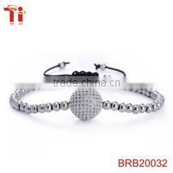 Black macrame braided bracelets sterling silver crystal bead