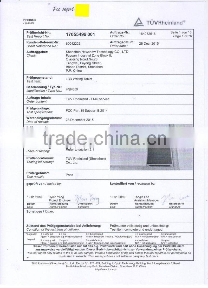 Rohs CE FCC Certification kids painting board non-paper lcd writing tablet