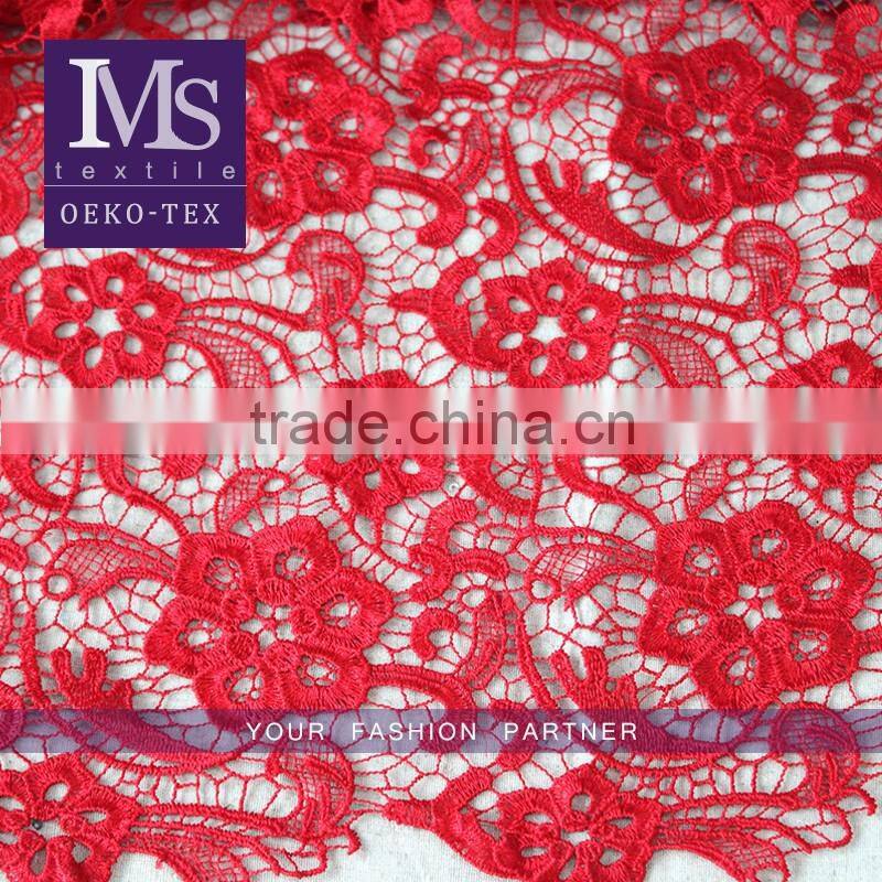 2016 Hot sale treedy flower poly embroidery guipure lace fabric for new dress