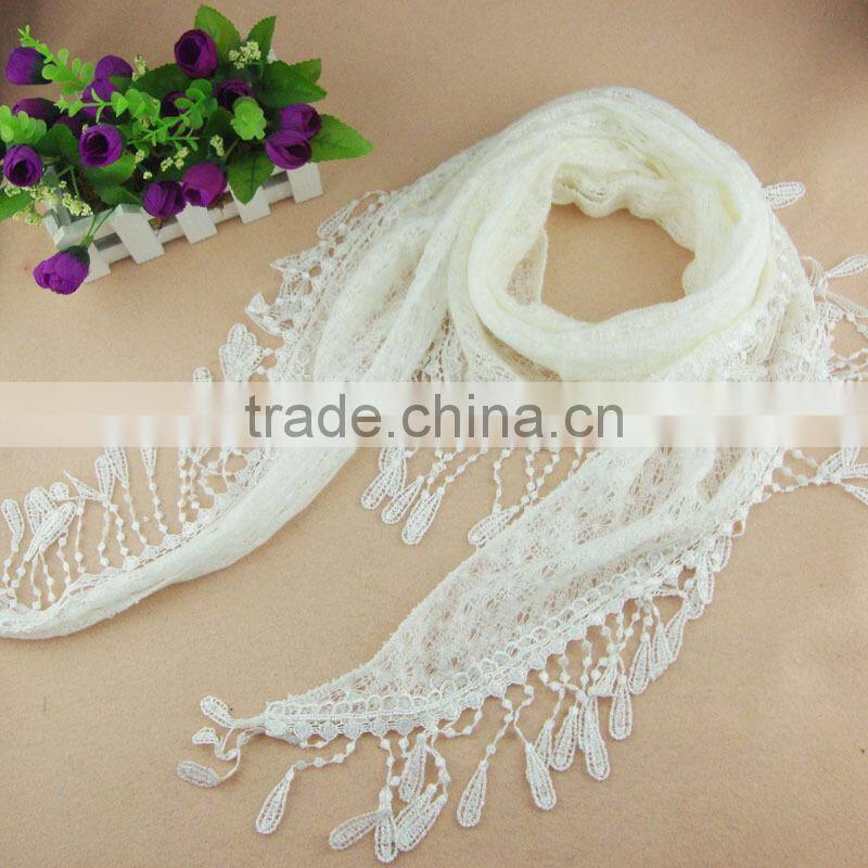New Women Girls Lace Tassel Scarf Fashion Chiffon Triangle Hijab Scarves Shawl