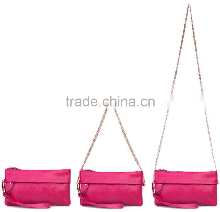 Wholesale Multifunction Women Ladies Genuine Leather Clutch Handbag Small Shoulder Bag Wallet Pouches Purse With Long Chain