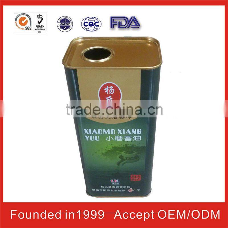 healthy square Natural grape seed oil tin cans FDA