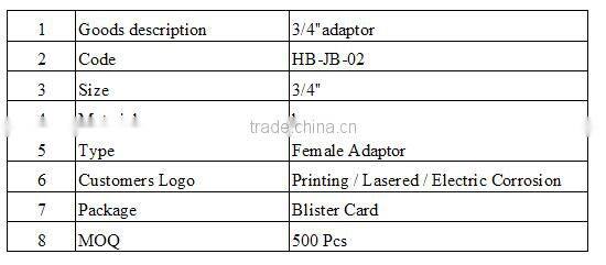 3/4 BRASS FEMALE ADAPTOR