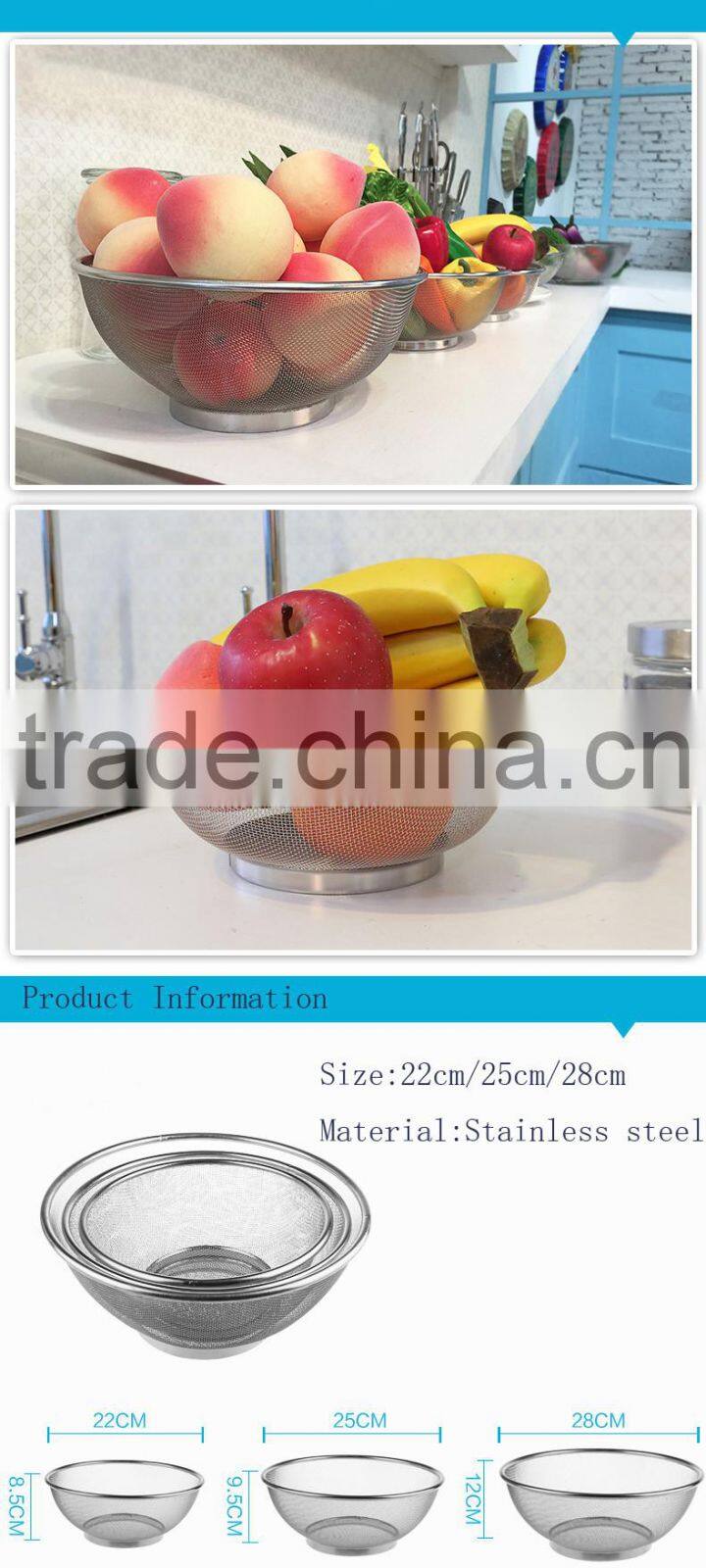 28cm width Strainer Stainless Steel Sieve Colander Drainer Mesh