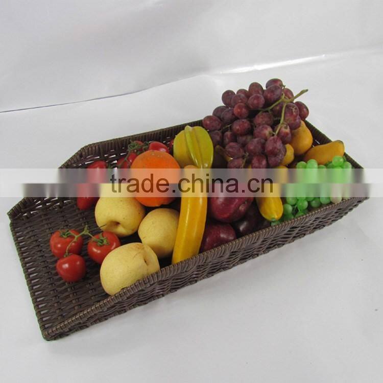 S&D poly rattan brown wicker storage basket imitation supermarket display basket fruit basket