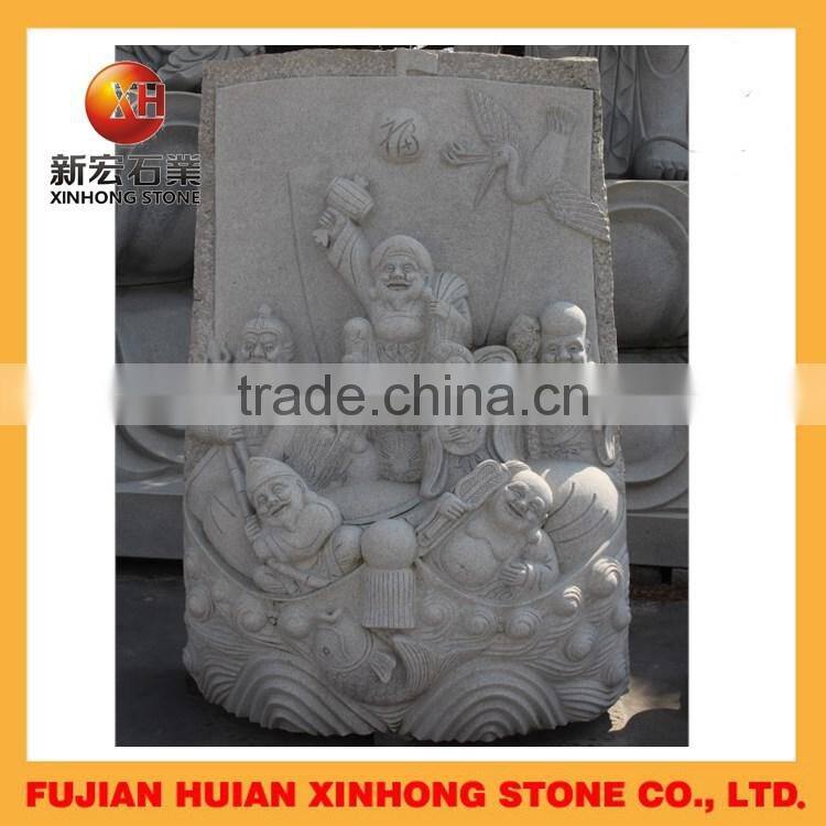 seven luck gods stone buddha statue for garden decoration