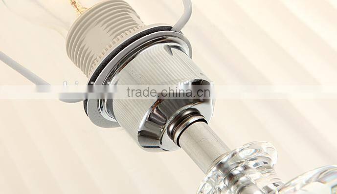 Silver plated metal lampstand clear K9 crystal carving table lamp with fabric lampshade
