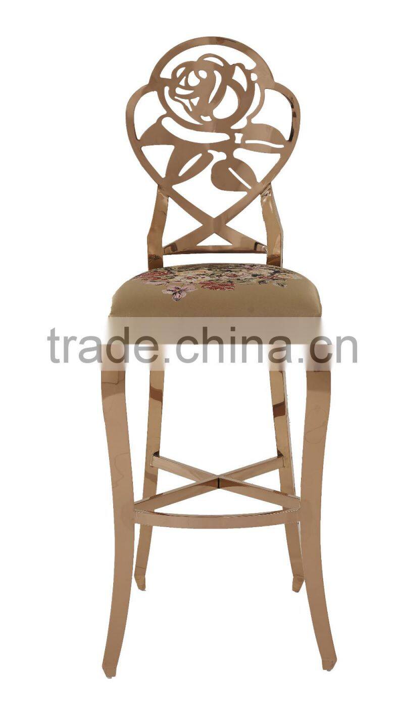03-1# Modern Relax High Rose Gold Bar Stool Chair Metal