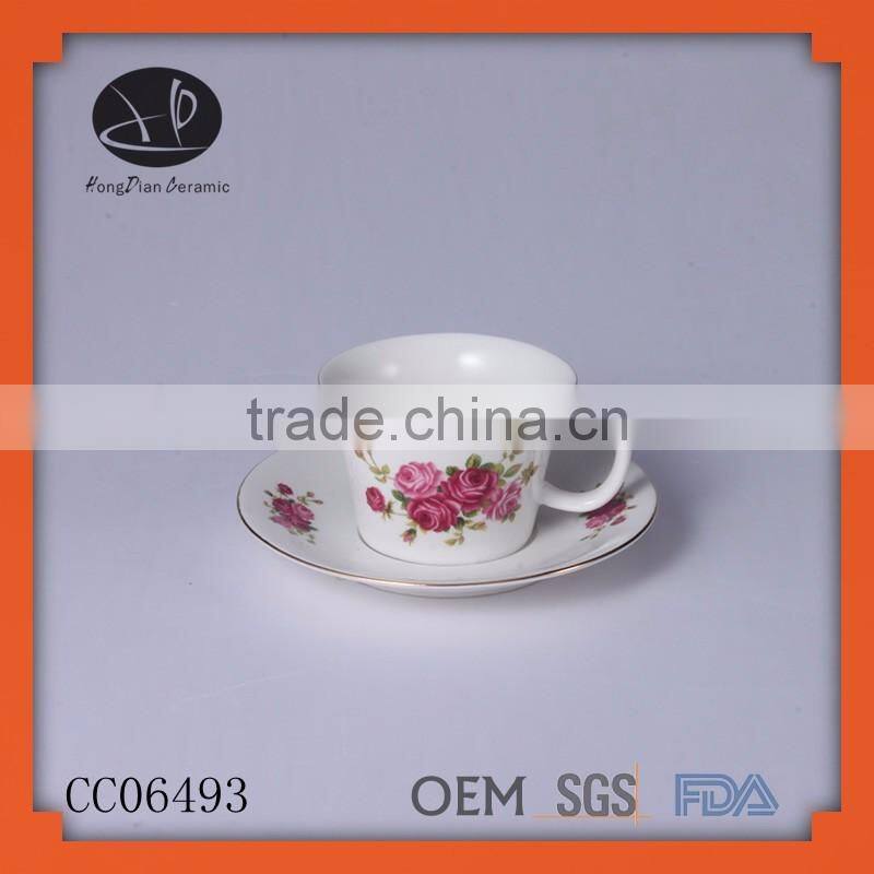 Tea Set china gold rim tea cup and saucer,bulk china tea cups and saucer with decal