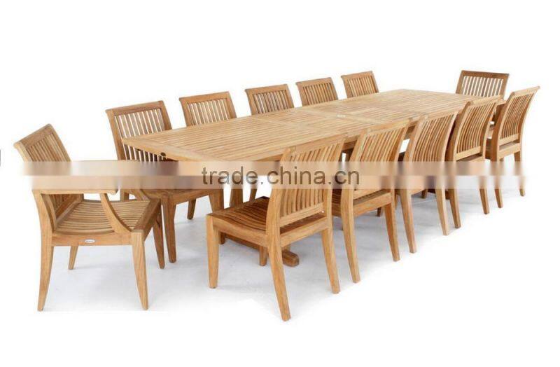 2016 Simple design long wood tables large teak outdoor dining table set