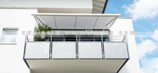 2015 newest design balcony terrace Full Cassette polycarbonate manual retractable awning price