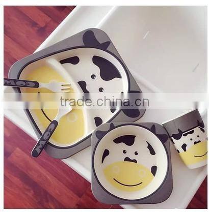 2016 hot sale biodegradble bamboo fibre kid's dinner set