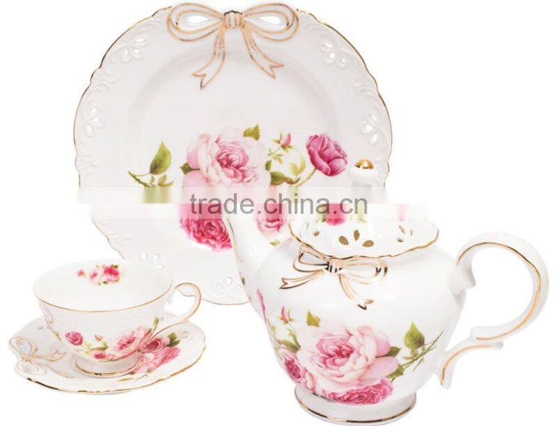 New bone fine royal tea set porcelain tea cup set bone china dinner plate flower design