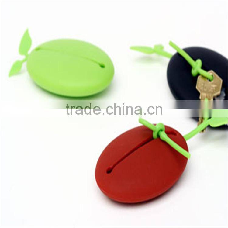 Customized New Coffee Bean Silicone Key and Coin Bag Key Holder