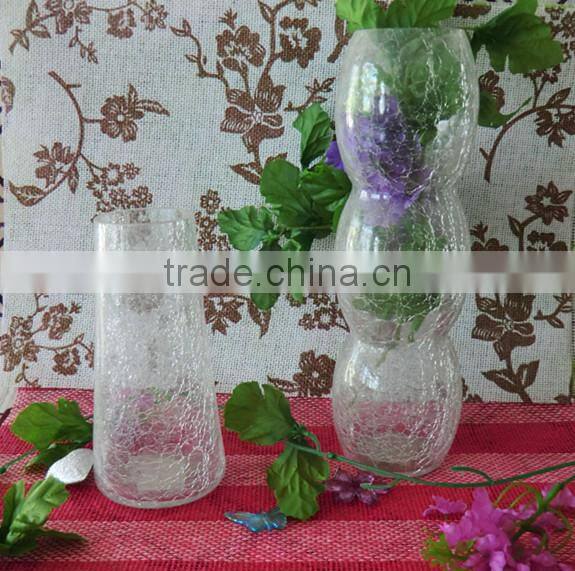 Ice Flowers Patterns Triangle Sugar-coated Haw Shape Unique Cheap Murano Transparent Glass Flower Vases
